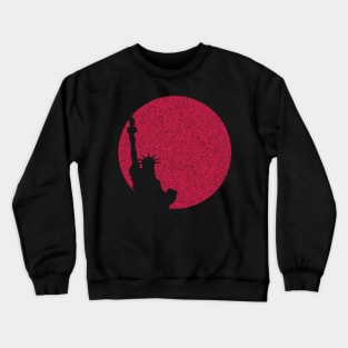 Minimalist Distressed Red Sun Statue of Liberty Crewneck Sweatshirt